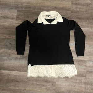 Adrianna papel black and white shirt - 1 piece looks like 2 pieces